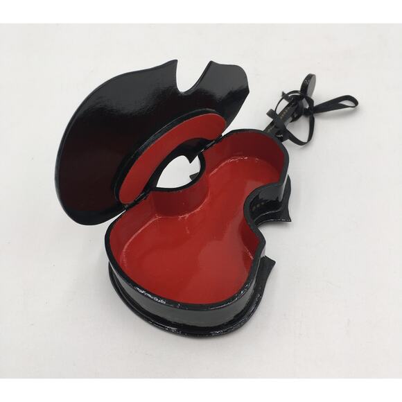 Russian Lacquer Signed Folk Art Hinged Trinket Box Violin/Cello with Stand - Picture 6 of 6
